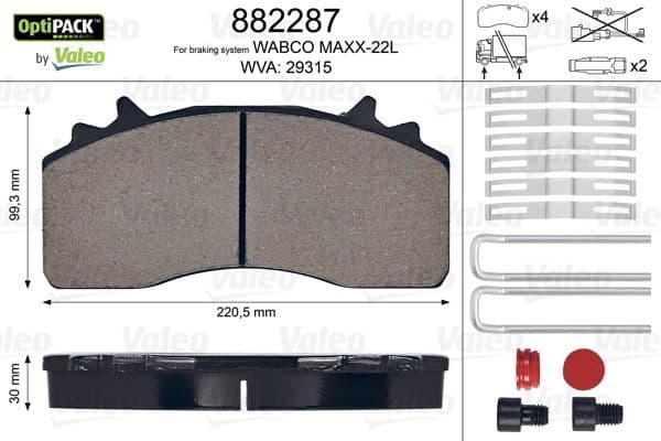 set placute frana,frana disc VALEO OPTIPACK 882287
