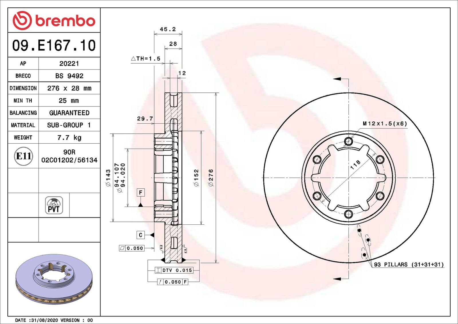Disc frana BREMBO PRIME LINE 09.E167.10