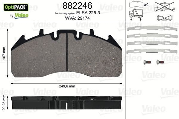 set placute frana,frana disc VALEO OPTIPACK 882246