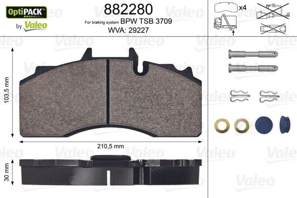 set placute frana,frana disc VALEO OPTIPACK 882280