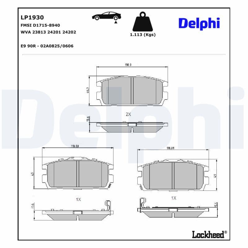 set placute frana,frana disc DELPHI LP1930