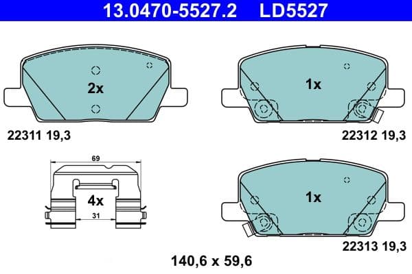 set placute frana,frana disc ATE Ceramic 13.0470-5527.2