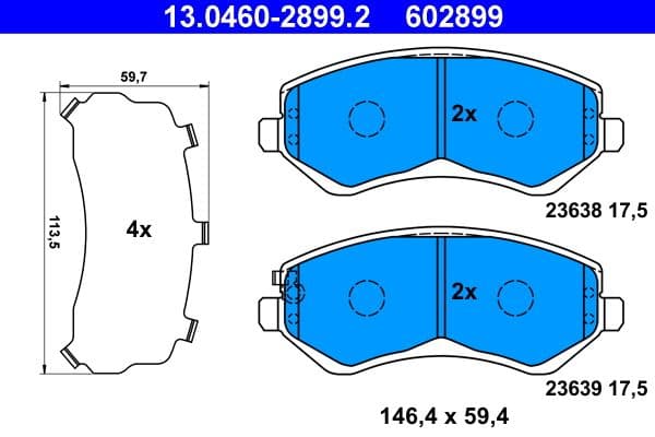 set placute frana,frana disc ATE 13.0460-2899.2