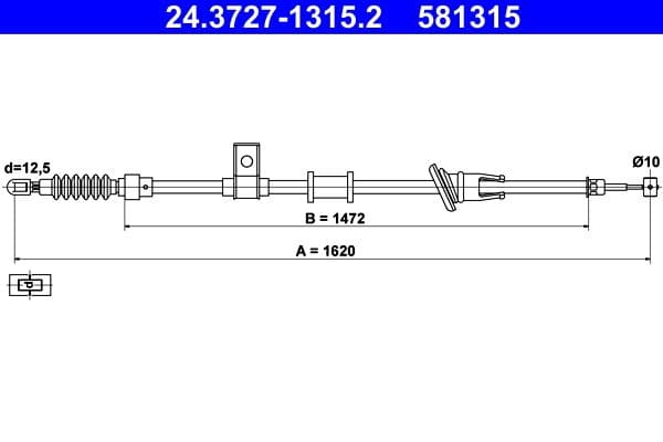 Cablu, frana de parcare ATE 24.3727-1315.2