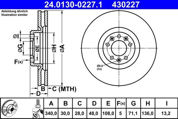 Disc frana ATE 24.0130-0227.1