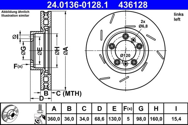 Disc frana ATE 24.0136-0128.1