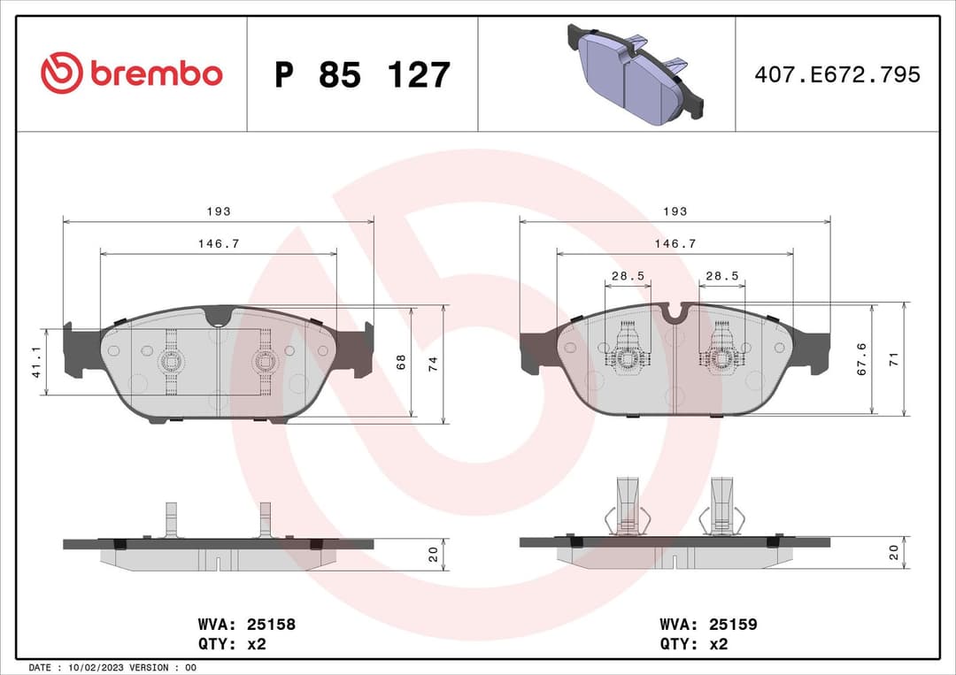 set placute frana,frana disc BREMBO PRIME LINE P 85 127