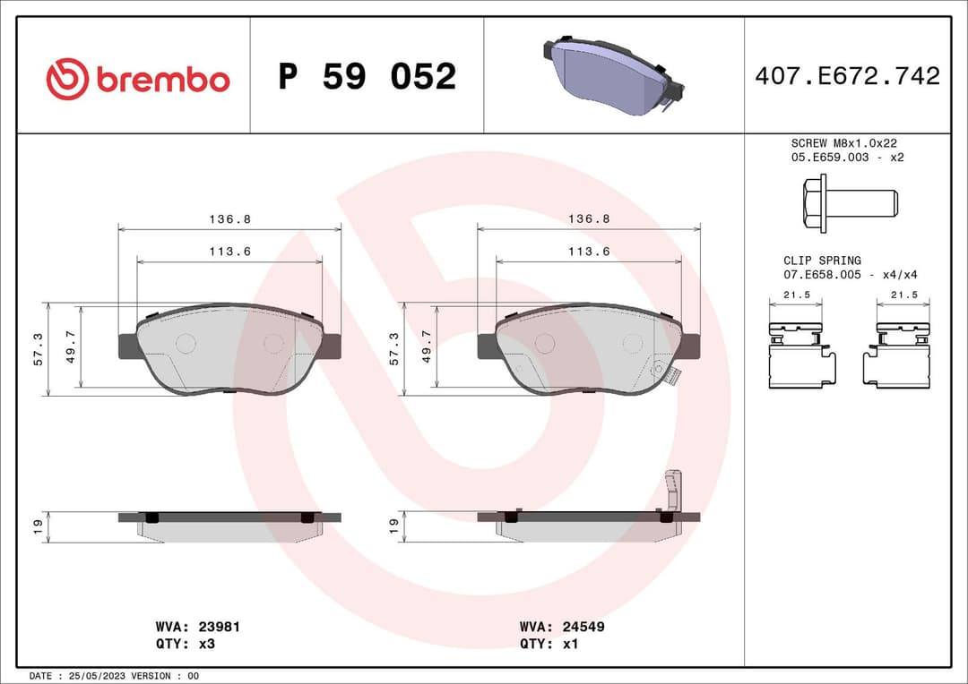 set placute frana,frana disc BREMBO PRIME LINE P 59 052