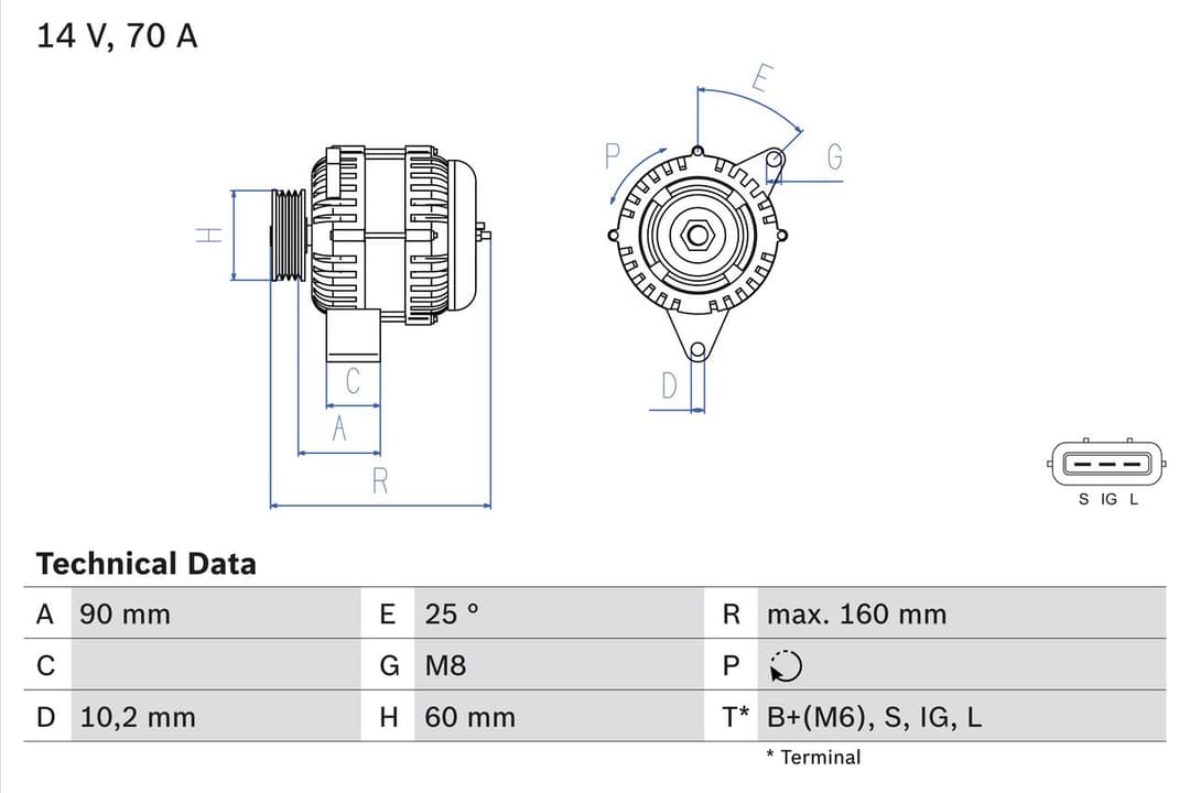 Generator / Alternator BOSCH 0 986 040 461