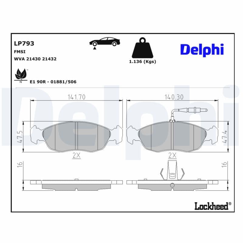 set placute frana,frana disc DELPHI LP793