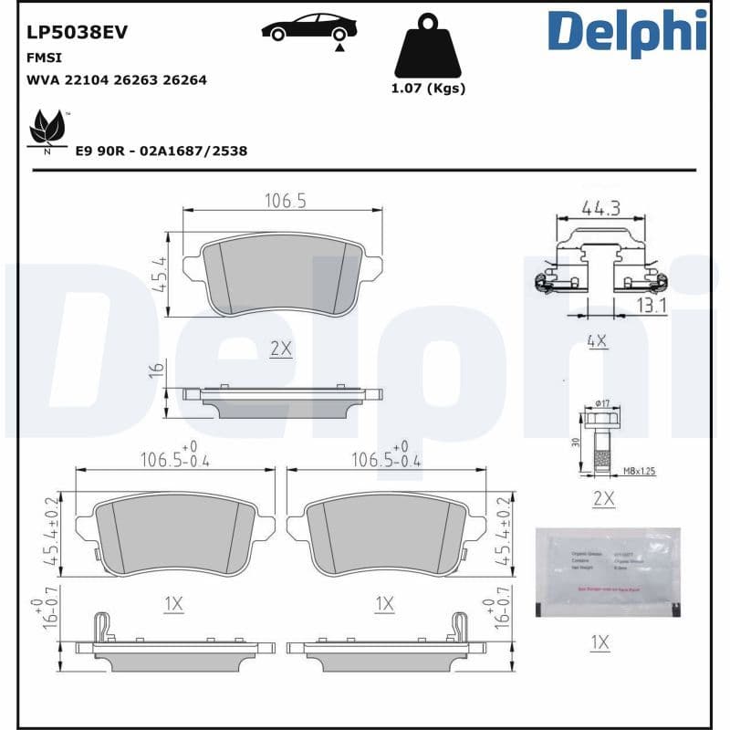 set placute frana,frana disc DELPHI LP5038EV