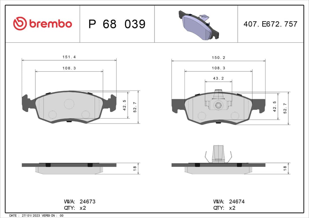 set placute frana,frana disc BREMBO PRIME LINE P 68 039