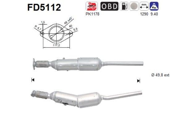 Filtru funingine/particule, sist.de esapament AS FD5112