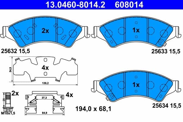 set placute frana,frana disc ATE 13.0460-8014.2