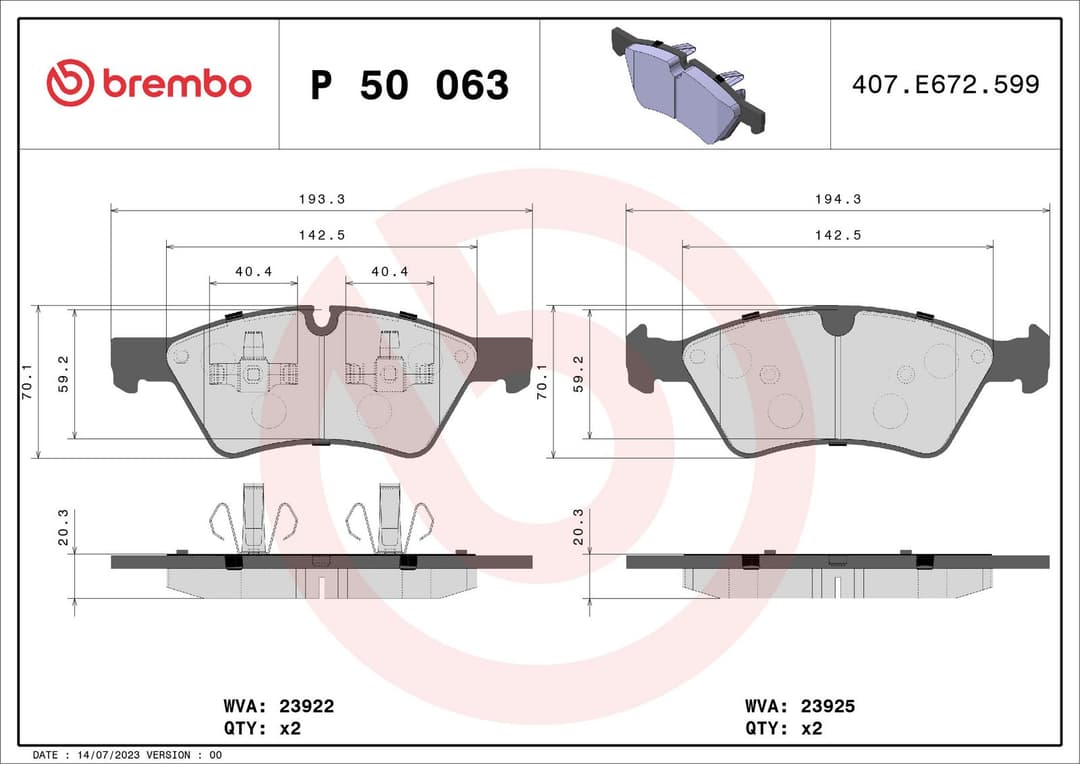 set placute frana,frana disc BREMBO P 50 063