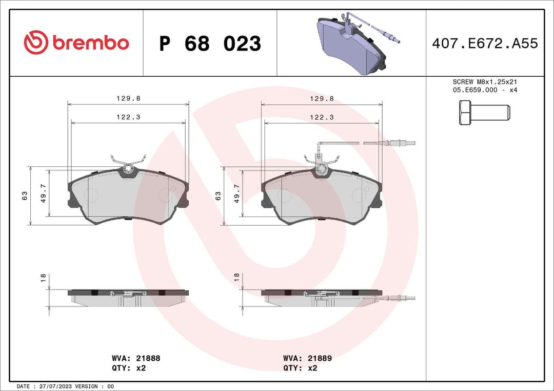 set placute frana,frana disc BREMBO P 68 023