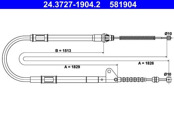 Cablu, frana de parcare ATE 24.3727-1904.2