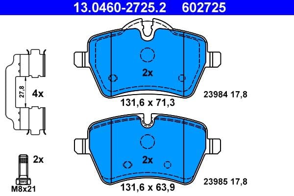 set placute frana,frana disc ATE 13.0460-2725.2
