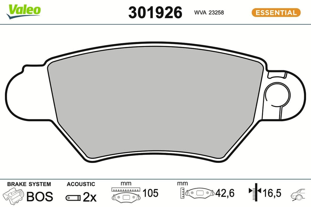 set placute frana,frana disc VALEO ESSENTIAL 301926