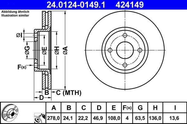 Disc frana ATE 24.0124-0149.1