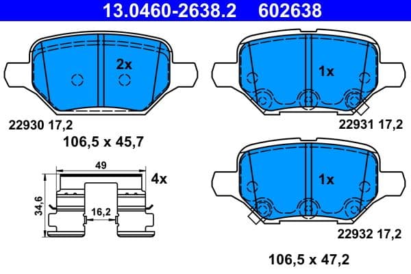 set placute frana,frana disc ATE 13.0460-2638.2