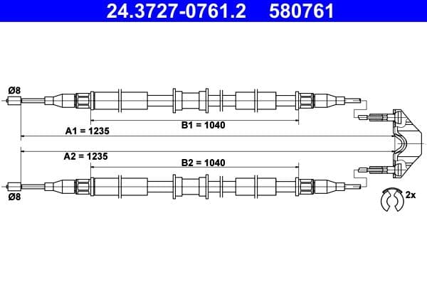 Cablu, frana de parcare ATE 24.3727-0761.2