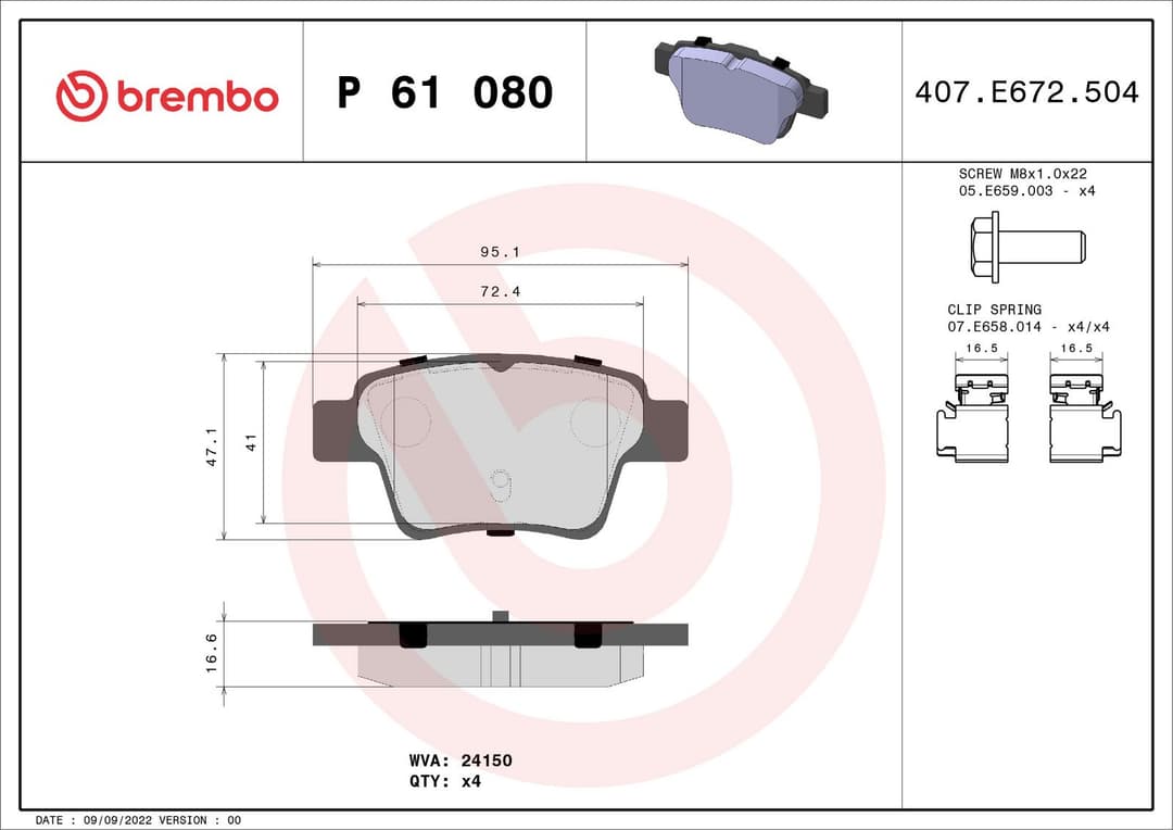 set placute frana,frana disc BREMBO PRIME LINE P 61 080