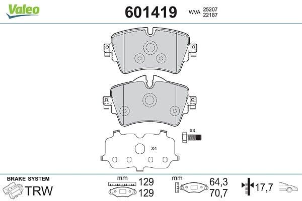 set placute frana,frana disc VALEO 601419