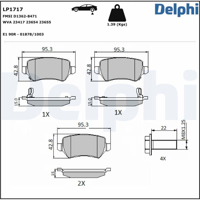 set placute frana,frana disc DELPHI LP1717