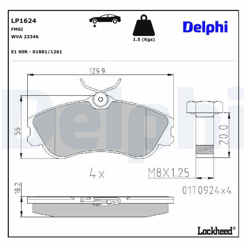 set placute frana,frana disc DELPHI LP1624