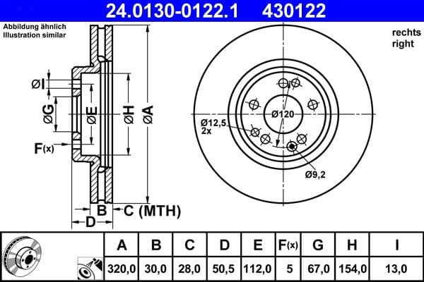 Disc frana ATE 24.0130-0122.1