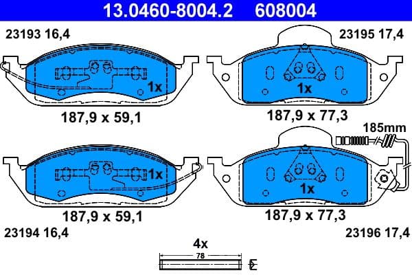 set placute frana,frana disc ATE 13.0460-8004.2
