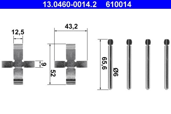 Set accesorii, placute frana ATE 13.0460-0014.2