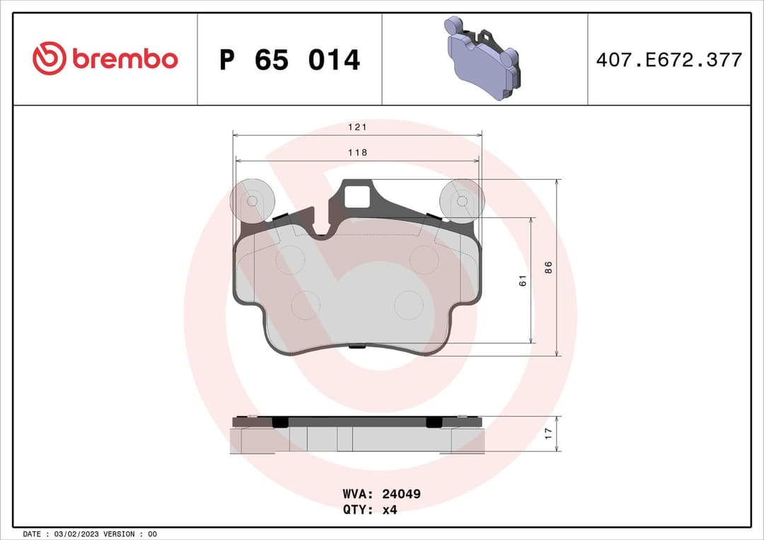 set placute frana,frana disc BREMBO P 65 014