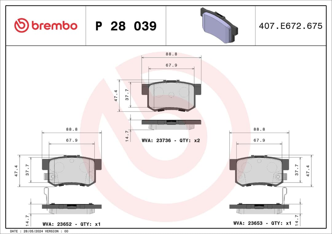 set placute frana,frana disc BREMBO PRIME LINE P 28 039