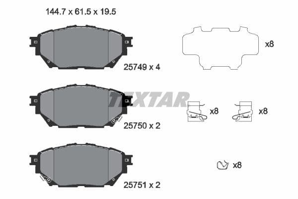 set placute frana,frana disc TEXTAR 2574901