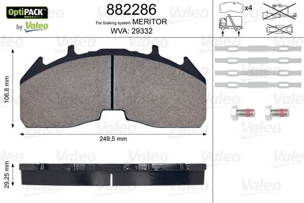 set placute frana,frana disc VALEO OPTIPACK 882286