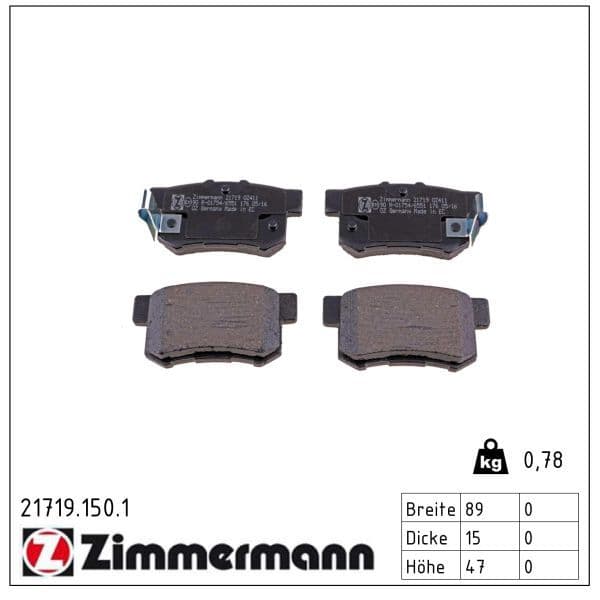 set placute frana,frana disc ZIMMERMANN 21719.150.1