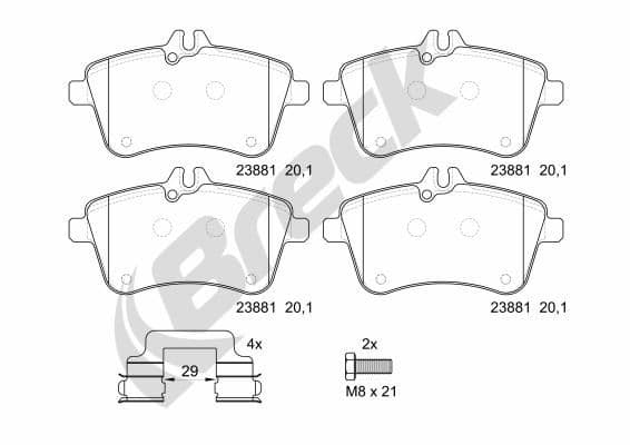 set placute frana,frana disc BRECK 23881 00 701 10