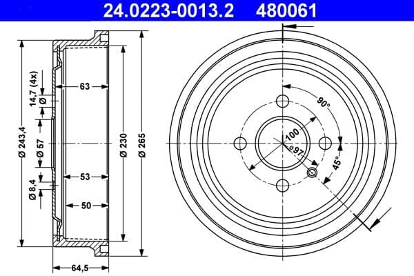 Tambur frana ATE 24.0223-0013.2