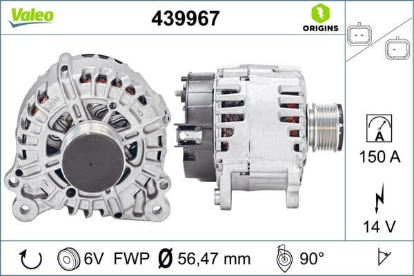 Generator / Alternator VALEO ORIGINS NEW OE TECHNOLOGY 439967