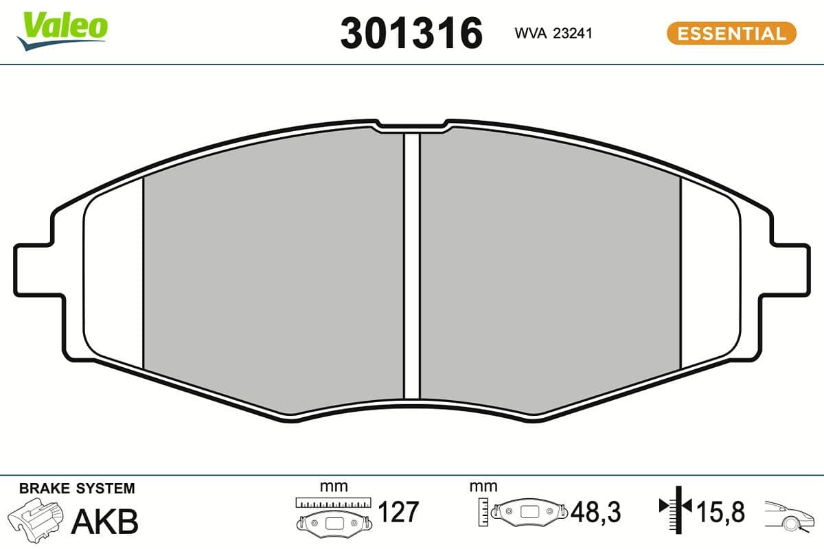 set placute frana,frana disc VALEO ESSENTIAL 301316
