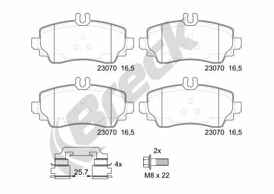 set placute frana,frana disc BRECK 23070 00 701 20