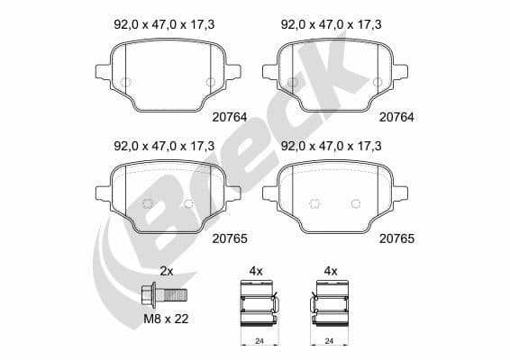 set placute frana,frana disc BRECK 20764 00 704 00
