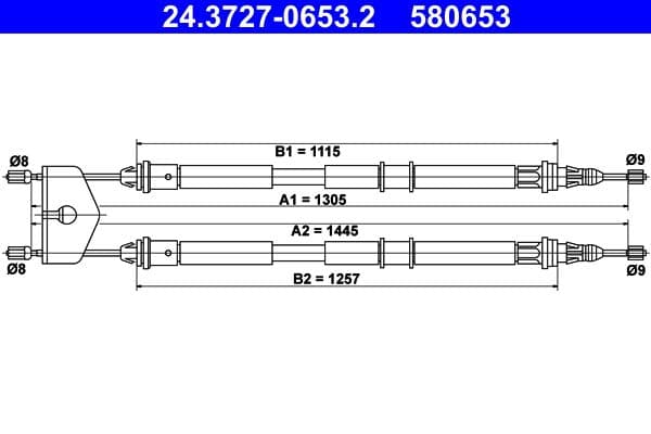 Cablu, frana de parcare ATE 24.3727-0653.2