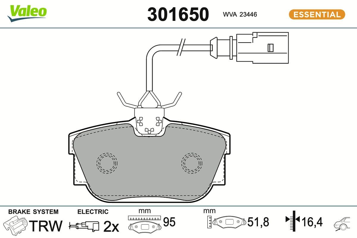 set placute frana,frana disc VALEO ESSENTIAL 301650