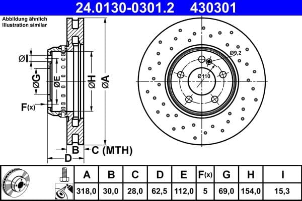 Disc frana ATE 24.0130-0301.2