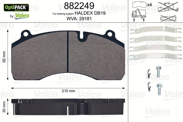 set placute frana,frana disc VALEO OPTIPACK 882249