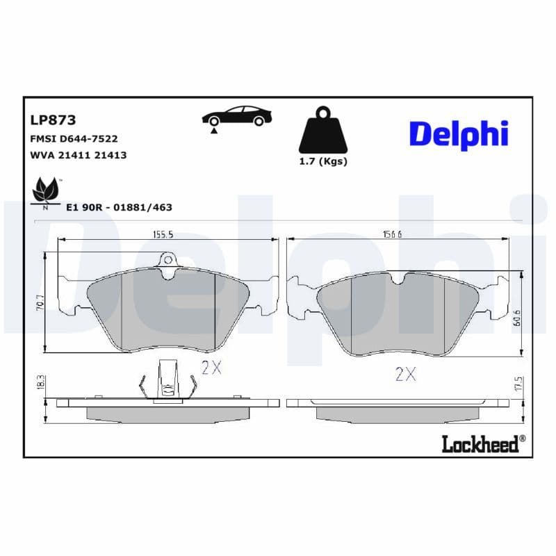 set placute frana,frana disc DELPHI LP873