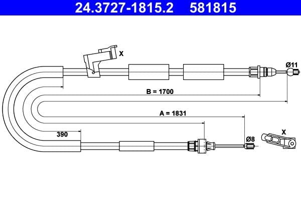 Cablu, frana de parcare ATE 24.3727-1815.2